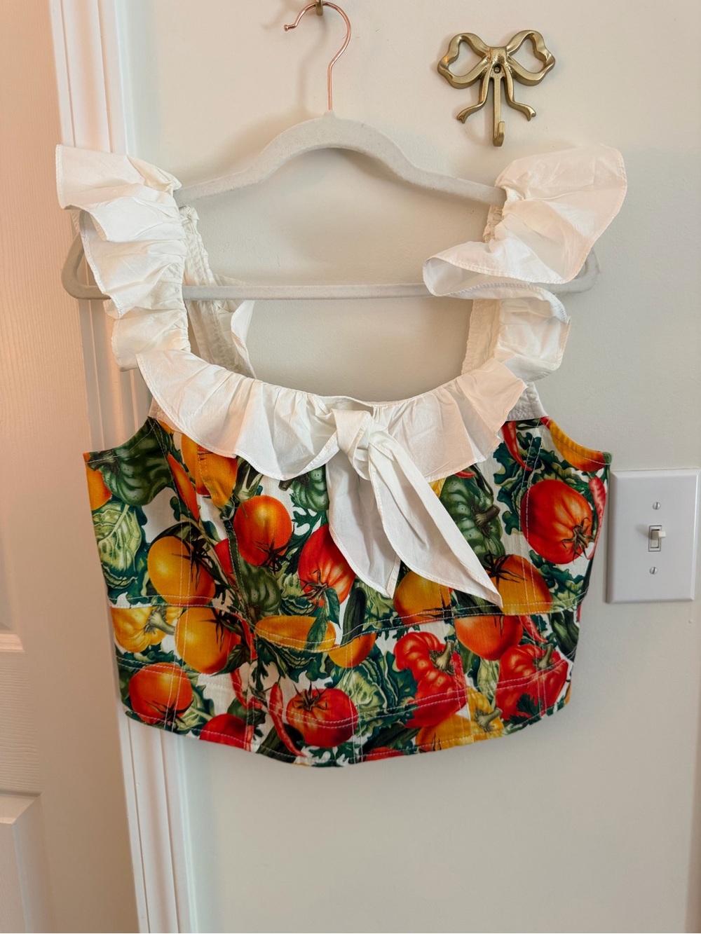 Maeve Anthropologie vegetable ruffle crop tank